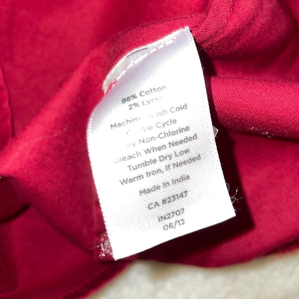 Talbots Red Button Down Blouse with Silver Buttons - Picture 4 of 7